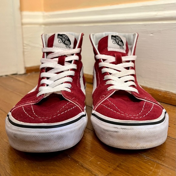 Vans Women’s SK8-HI Towny Port Red Suede Skater Sneakers - Picture 5 of 12